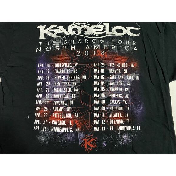 Rare KAMELOT Large Shadow Theory Tour T-Shirt 2018 North America Concert - Picture 8 of 9